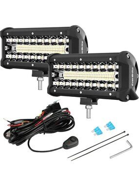 2PCS 7" 150W LED Light Bars - Spot & Flood Beams for Bright Illumination